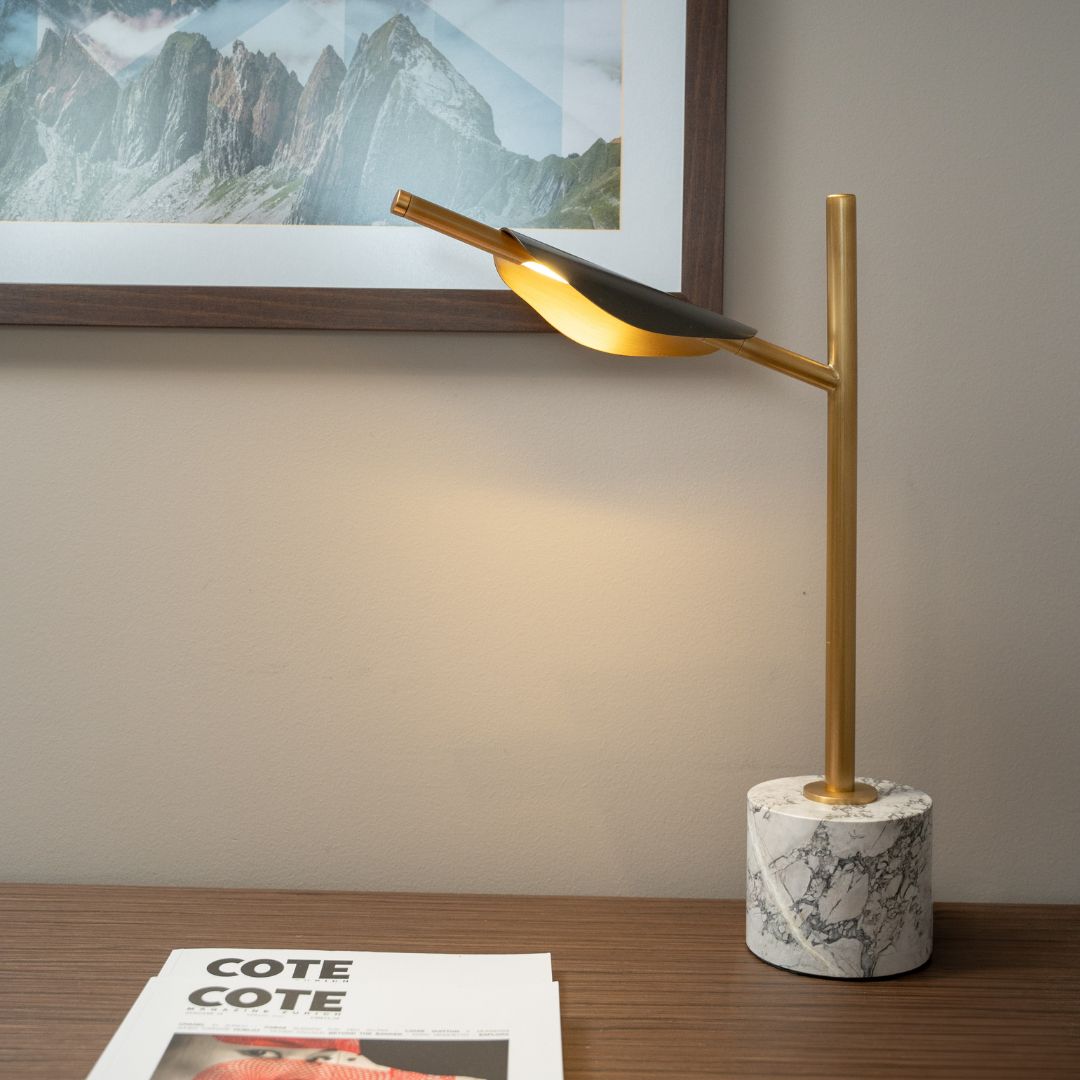 Eclipse Aura - exklusive & dimmbare LED-Tischlampe mit grauem Marmor-Sockel