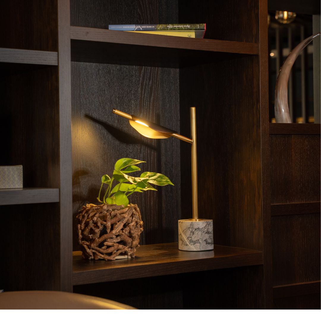 Eclipse Aura - exklusive & dimmbare LED-Tischlampe mit grauem Marmor-Sockel