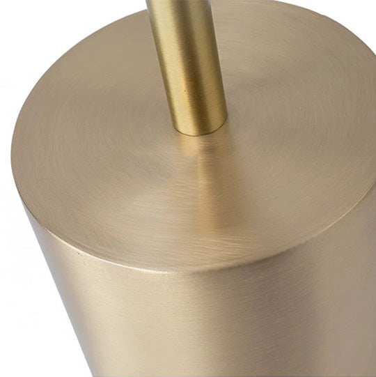 Lumea - LED-Lampe mit goldfarbenem Metallelement und Holz-Struktur