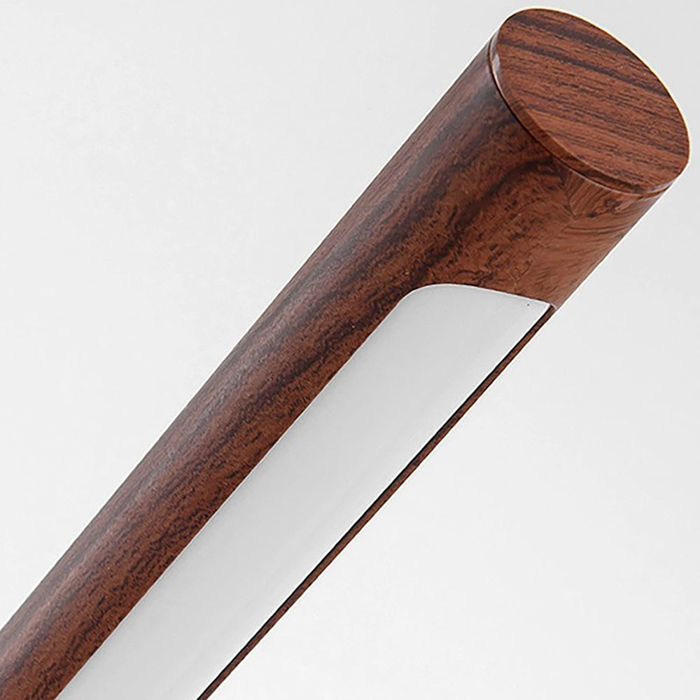 Lumea - LED-Lampe mit goldfarbenem Metallelement und Holz-Struktur