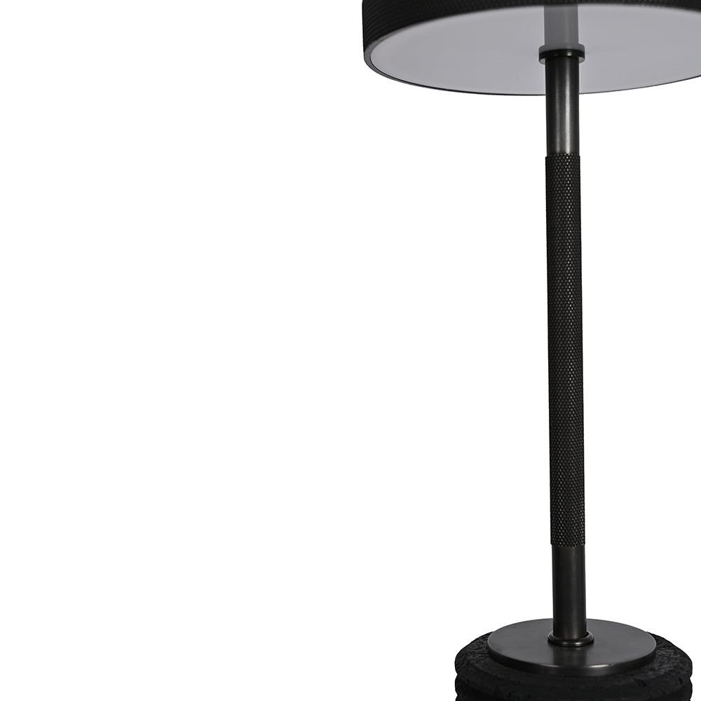 Velora Light - minimalistische LED-Lampe mit geriffeltem Travertin-Sockel